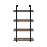Elmcrest 24-Inch Wall Shelf Black And Rustic Oak - Ella Furniture