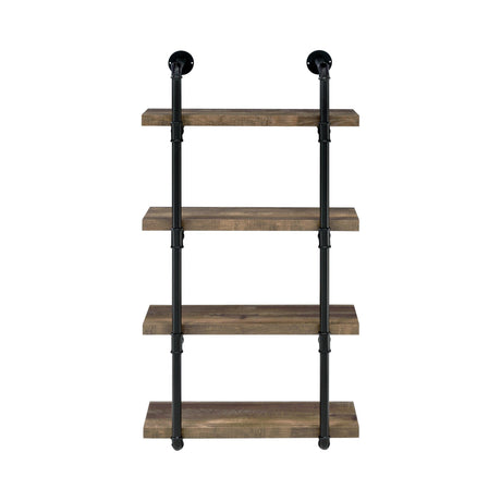 Elmcrest 24-Inch Wall Shelf Black And Rustic Oak - Ella Furniture
