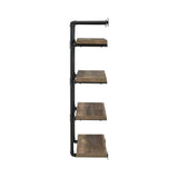 Elmcrest 24-Inch Wall Shelf Black And Rustic Oak - Ella Furniture