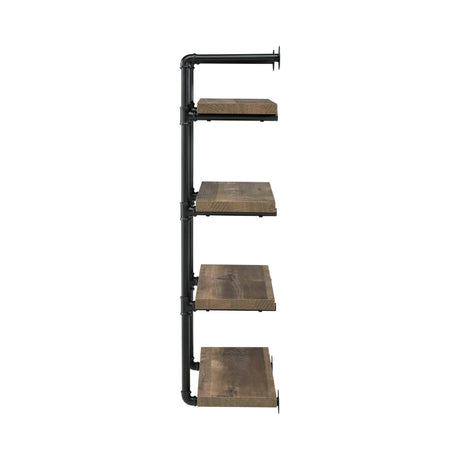 Elmcrest 24-Inch Wall Shelf Black And Rustic Oak - Ella Furniture