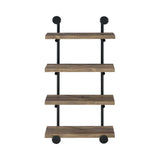 Elmcrest 24-Inch Wall Shelf Black And Rustic Oak - Ella Furniture