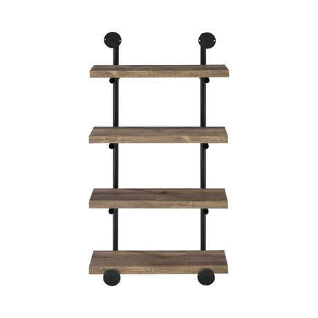 Elmcrest 24-Inch Wall Shelf Black And Rustic Oak - Ella Furniture