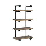 Elmcrest 24-Inch Wall Shelf Black And Rustic Oak - Ella Furniture