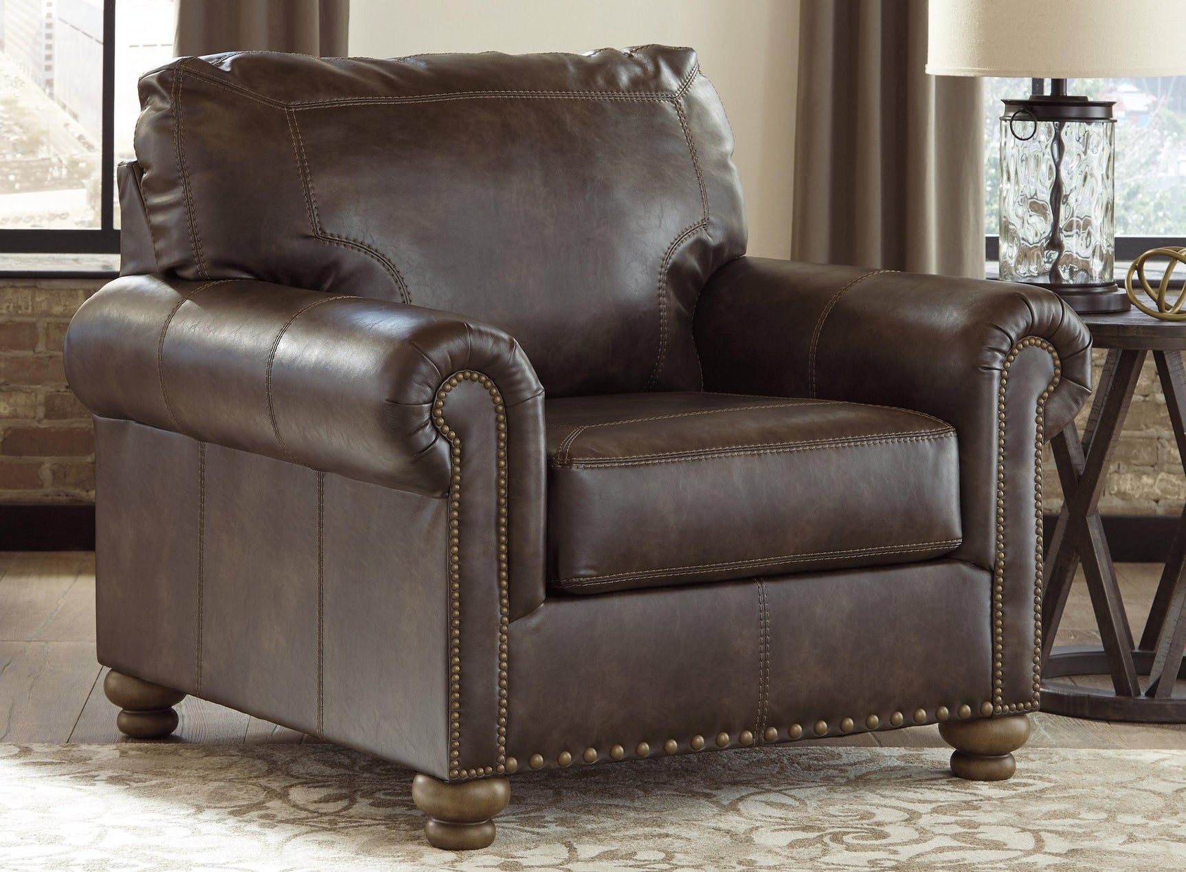 Nicorvo Coffee Faux Leather Chair - Ella Furniture