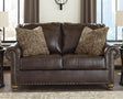 Nicorvo Coffee Faux Leather Loveseat - Ella Furniture