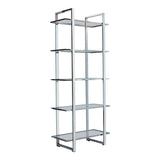 Hartford Glass Shelf Bookcase Chrome - Ella Furniture