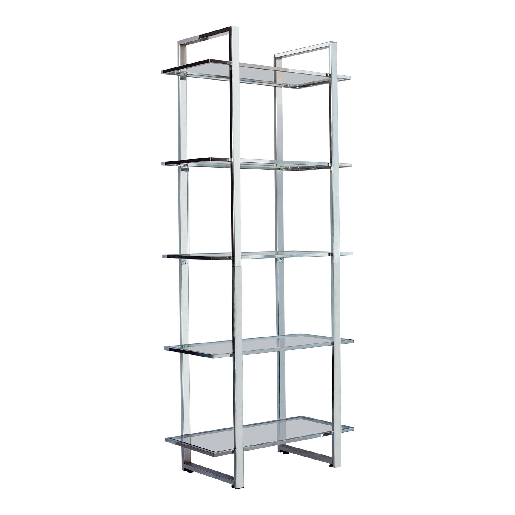 Hartford Glass Shelf Bookcase Chrome - Ella Furniture