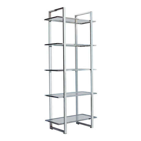 Hartford Glass Shelf Bookcase Chrome - Ella Furniture
