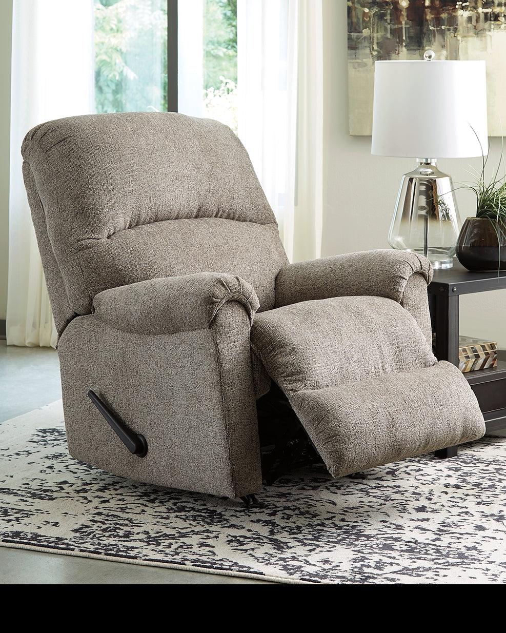 Ballinasloe Platinum Chenille Recliner - Ella Furniture