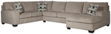 Ballinasloe Platinum Chenille 3-Piece Sectional With Chaise - Ella Furniture