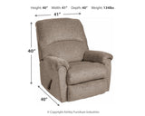 Ballinasloe Platinum Chenille Recliner - Ella Furniture