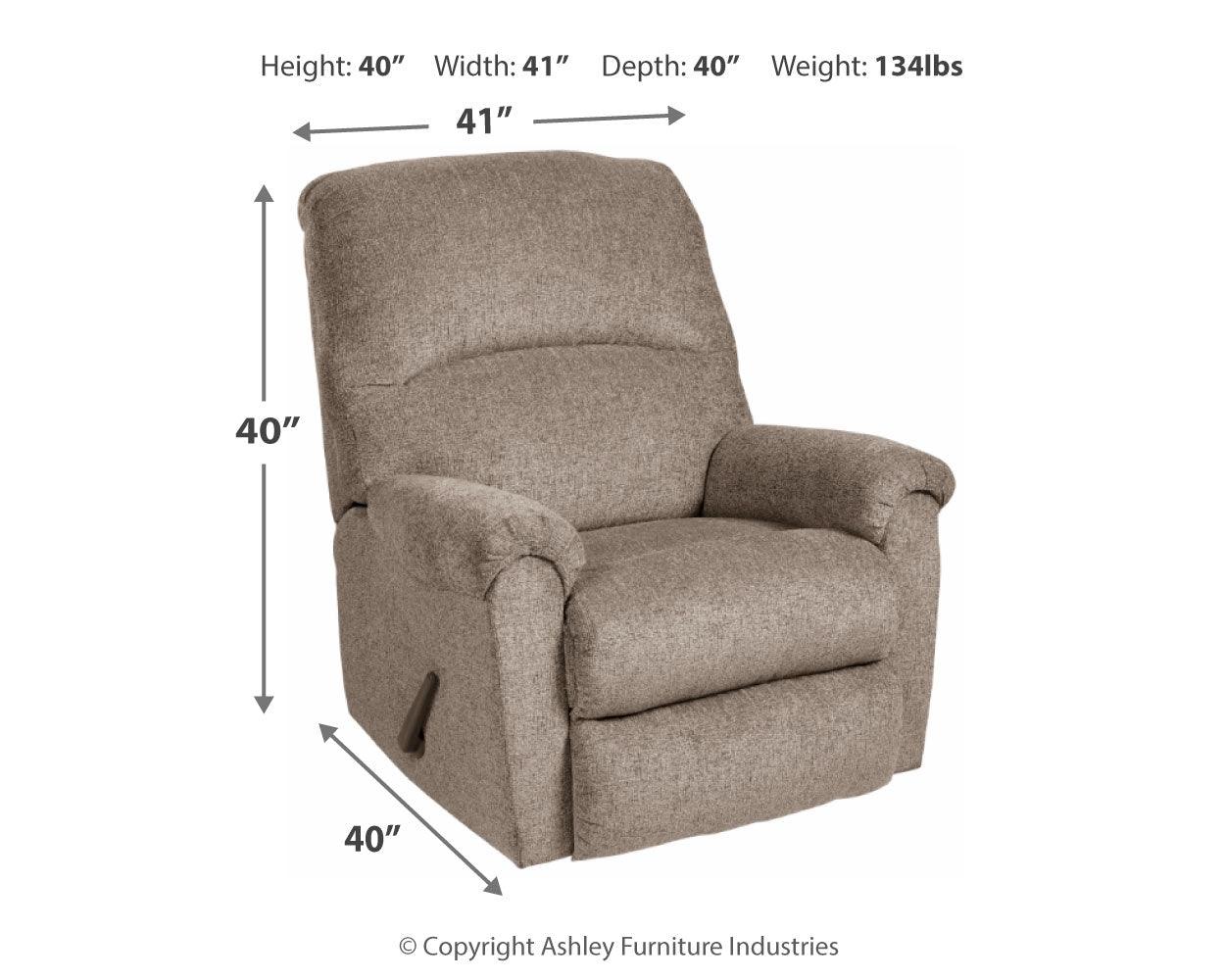 Ballinasloe Platinum Chenille Recliner - Ella Furniture