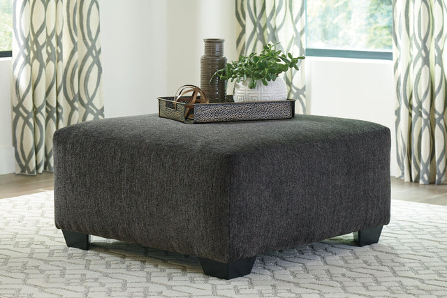 Ballinasloe Smoke Chenille Oversized Ottoman - Ella Furniture