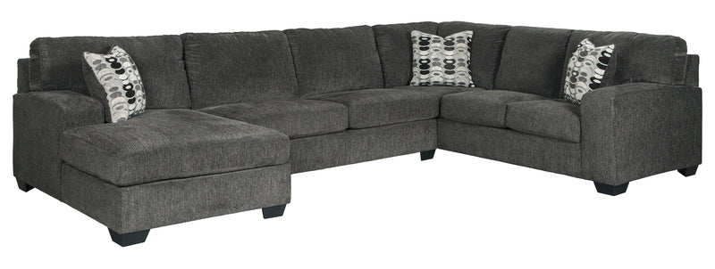 Ballinasloe Smoke Chenille 3-Piece Sectional With Chaise - Ella Furniture