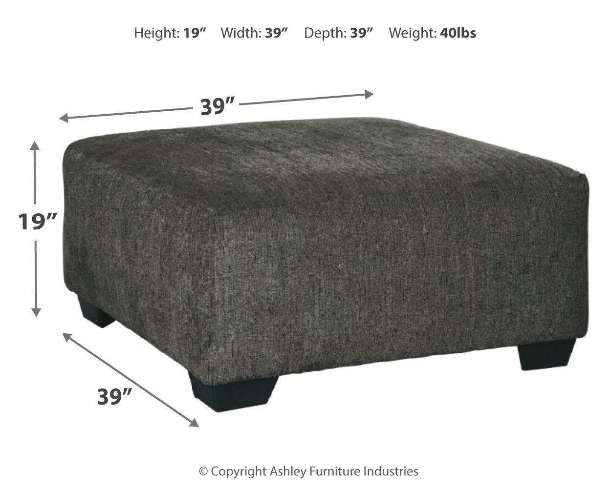 Ballinasloe Smoke Chenille Oversized Ottoman - Ella Furniture