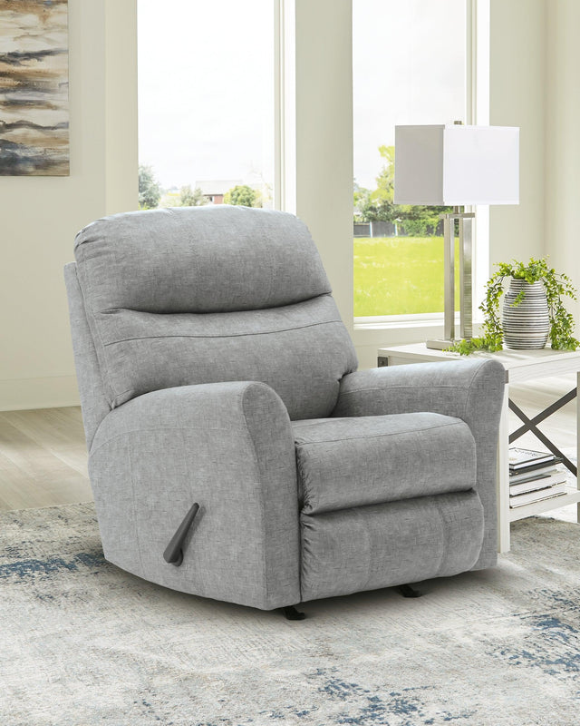 Falkirk Steel Chenille Recliner - Ella Furniture