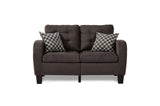 Sinclair Chocolate Solid Wood And Plywood Textured Fabric Upholstery Tufted Sofa And Love Seat - Ella Furniture