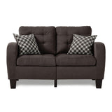 Sinclair Chocolate Solid Wood And Plywood Textured Fabric Upholstered Tufted Loveseat - Ella Furniture