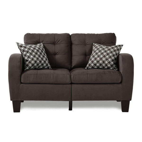 Sinclair Chocolate Solid Wood And Plywood Textured Fabric Upholstered Tufted Loveseat - Ella Furniture