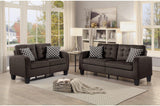 Sinclair Chocolate Solid Wood And Plywood Textured Fabric Upholstery Tufted Sofa And Love Seat - Ella Furniture