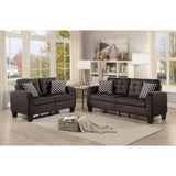 Sinclair Chocolate Solid Wood And Plywood Textured Fabric Upholstered Tufted Loveseat - Ella Furniture