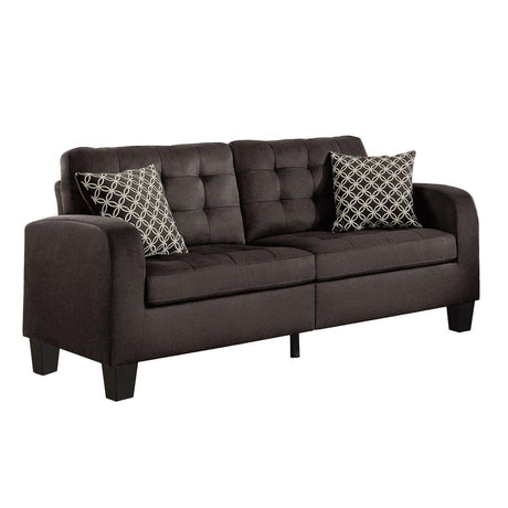 Sinclair Chocolate Contemporary Solid Wood And Plywood Textured Fabric Upholstered Tufted Sofa - Ella Furniture