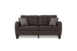 Sinclair Chocolate Solid Wood And Plywood Textured Fabric Upholstery Tufted Sofa And Love Seat - Ella Furniture