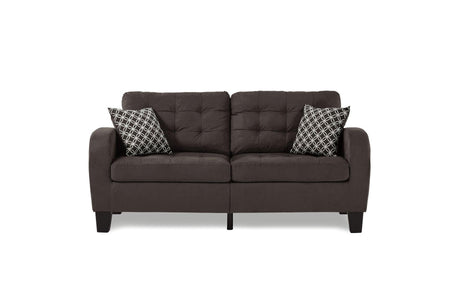 Sinclair Chocolate Solid Wood And Plywood Textured Fabric Upholstery Tufted Sofa And Love Seat - Ella Furniture