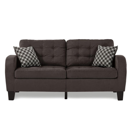 Sinclair Chocolate Contemporary Solid Wood And Plywood Textured Fabric Upholstered Tufted Sofa - Ella Furniture
