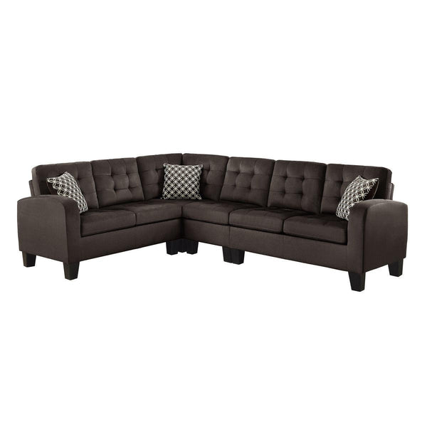Sinclair Chocolate Solid Wood And Plywood Textured Fabric Upholstery 2-Piece Reversible Sectional - Ella Furniture