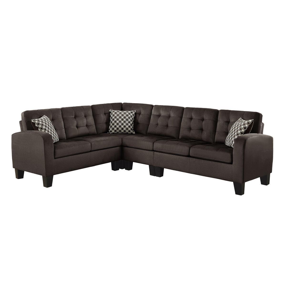 Sinclair Chocolate Solid Wood And Plywood Textured Fabric Upholstery 2-Piece Reversible Sectional - Ella Furniture
