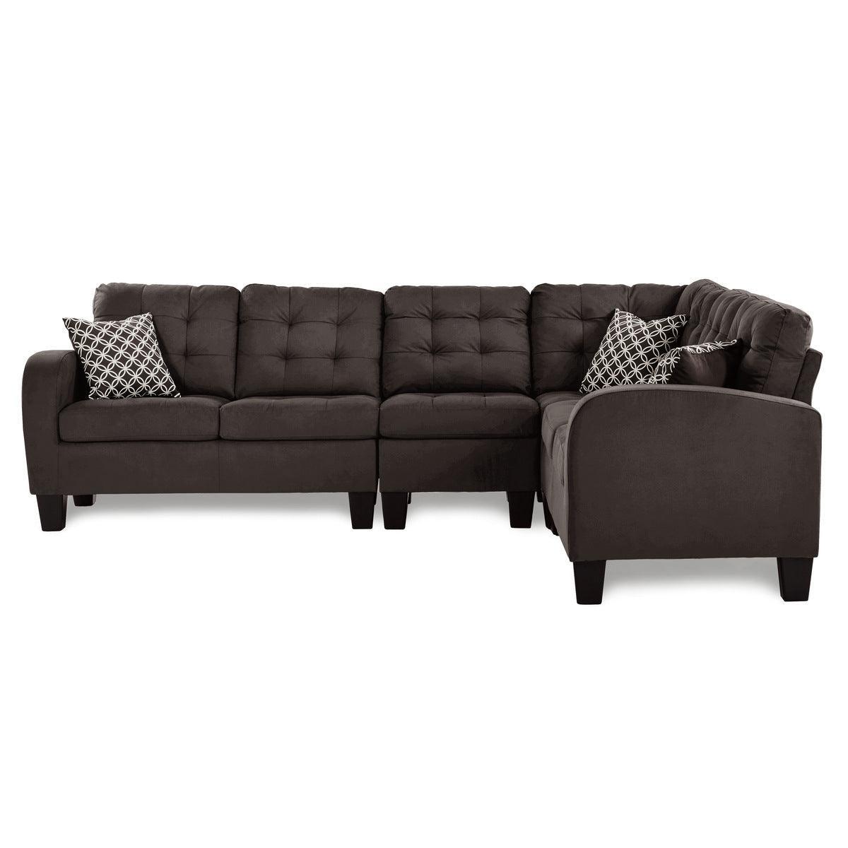 Sinclair Chocolate Solid Wood And Plywood Textured Fabric Upholstery 2-Piece Reversible Sectional - Ella Furniture