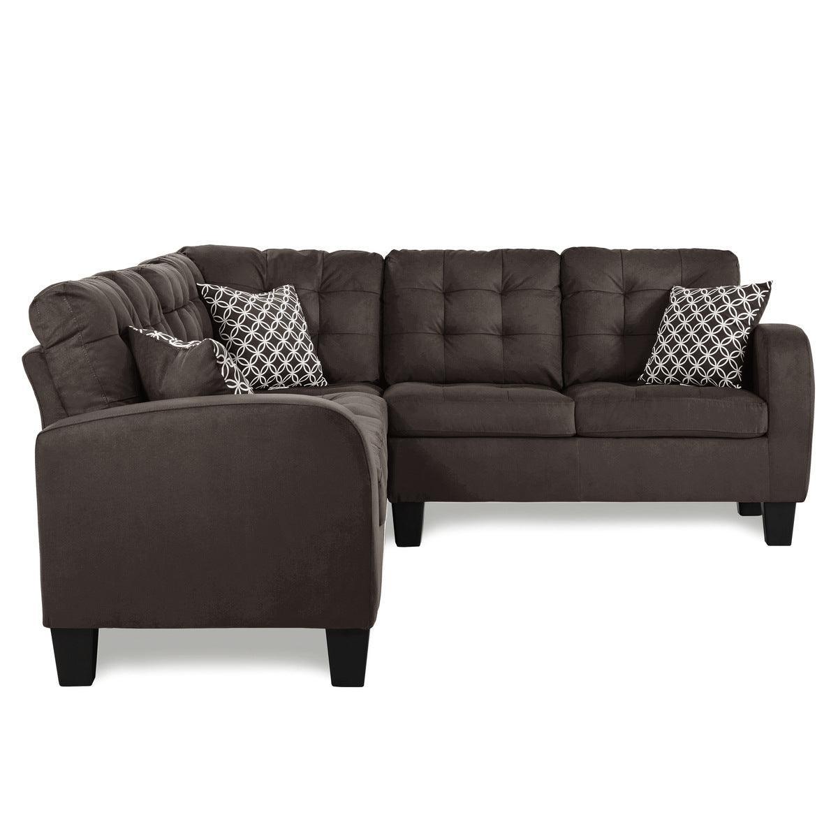 Sinclair Chocolate Solid Wood And Plywood Textured Fabric Upholstery 2-Piece Reversible Sectional - Ella Furniture