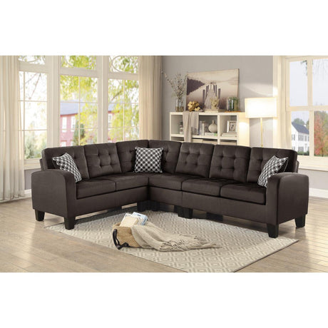 Sinclair Chocolate Solid Wood And Plywood Textured Fabric Upholstery 2-Piece Reversible Sectional - Ella Furniture