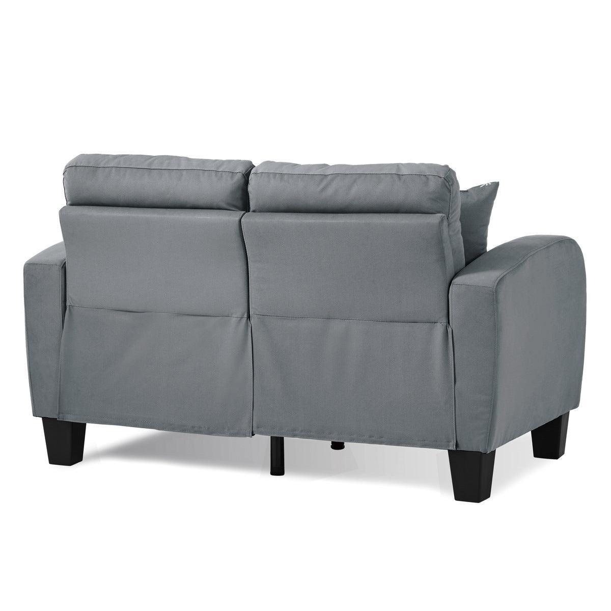 Sinclair Gray Solid Wood And Plywood Textured Fabric Upholstered Tufted Loveseat - Ella Furniture