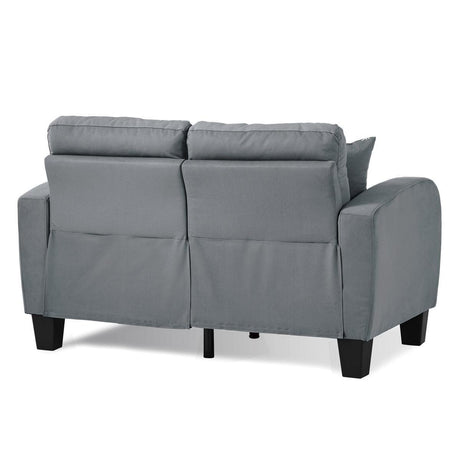 Sinclair Gray Solid Wood And Plywood Textured Fabric Upholstered Tufted Loveseat - Ella Furniture