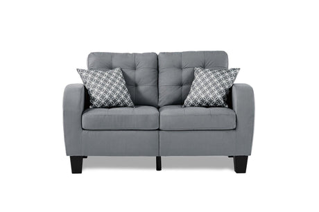 Sinclair Gray Solid Wood And Plywood Textured Fabric Upholstery Tufted Sofa And Love Seat - Ella Furniture