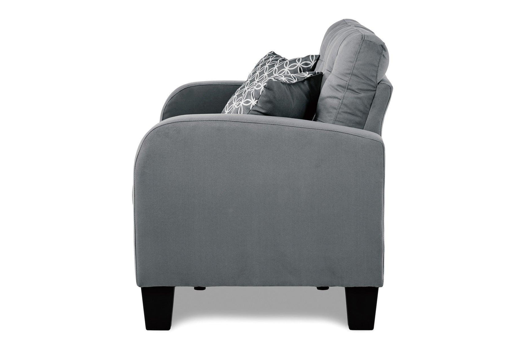 Sinclair Gray Solid Wood And Plywood Textured Fabric Upholstery Tufted Sofa And Love Seat - Ella Furniture