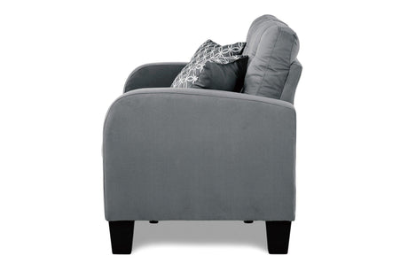 Sinclair Gray Solid Wood And Plywood Textured Fabric Upholstery Tufted Sofa And Love Seat - Ella Furniture