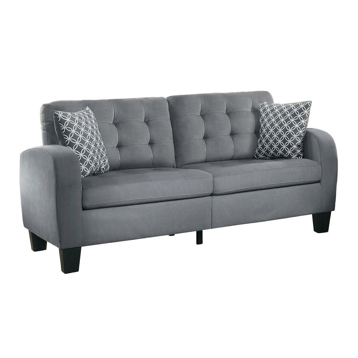 Sinclair Gray Contemporary Solid Wood And Plywood Textured Fabric Upholstered Tufted Sofa - Ella Furniture
