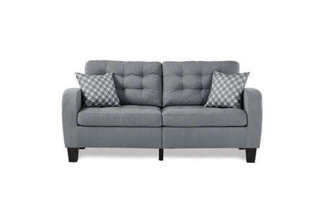 Sinclair Gray Solid Wood And Plywood Textured Fabric Upholstery Tufted Sofa And Love Seat - Ella Furniture