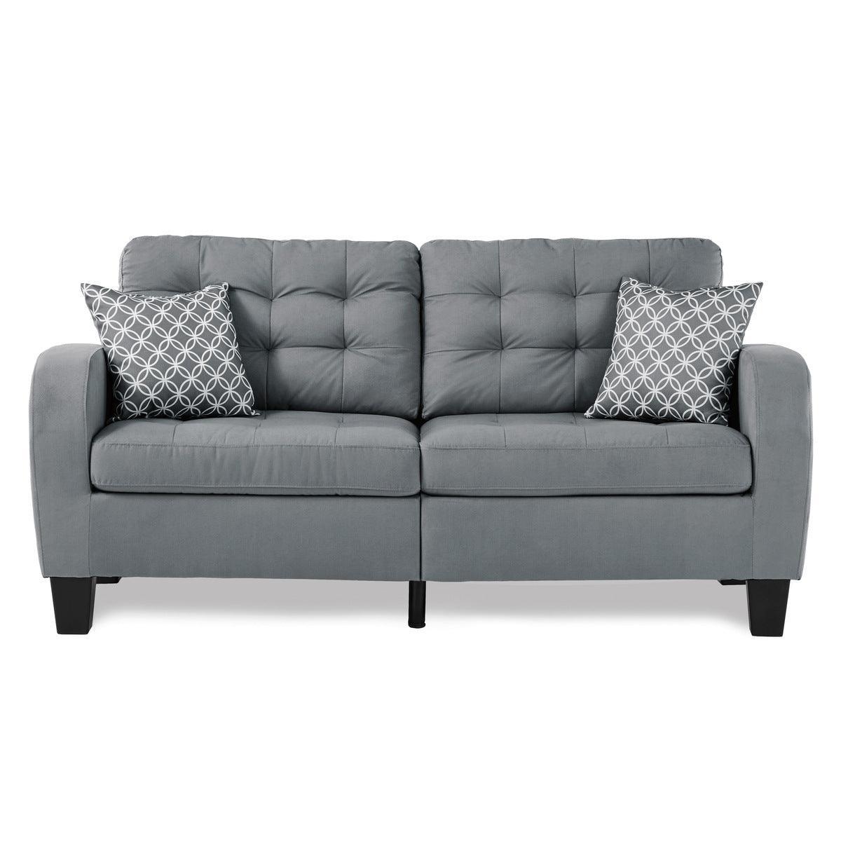 Sinclair Gray Contemporary Solid Wood And Plywood Textured Fabric Upholstered Tufted Sofa - Ella Furniture