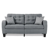 Sinclair Gray Contemporary Solid Wood And Plywood Textured Fabric Upholstered Tufted Sofa - Ella Furniture