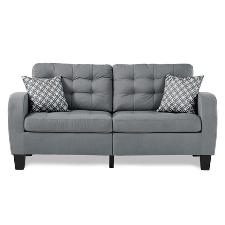Sinclair Gray Contemporary Solid Wood And Plywood Textured Fabric Upholstered Tufted Sofa - Ella Furniture