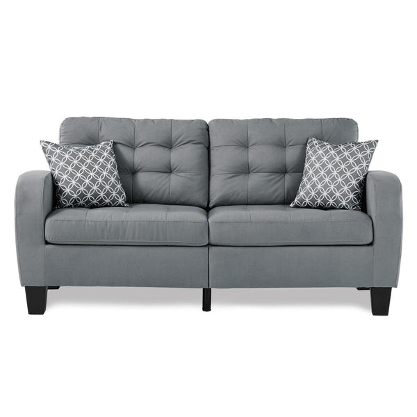 Sinclair Gray Contemporary Solid Wood And Plywood Textured Fabric Upholstered Tufted Sofa - Ella Furniture