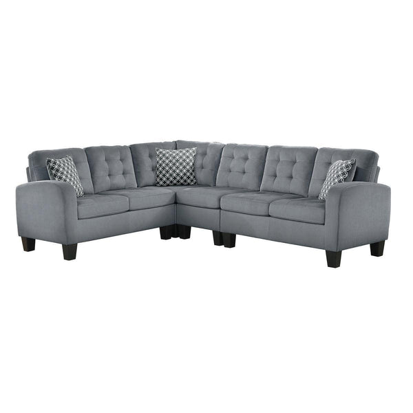 Sinclair Gray Solid Wood And Plywood Textured Fabric Upholstery 2-Piece Reversible Sectional - Ella Furniture