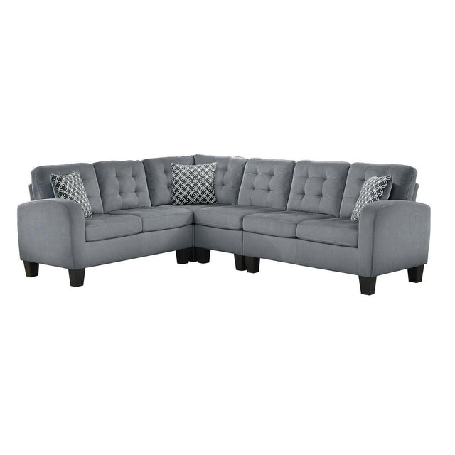 Sinclair Gray Solid Wood And Plywood Textured Fabric Upholstery 2-Piece Reversible Sectional - Ella Furniture