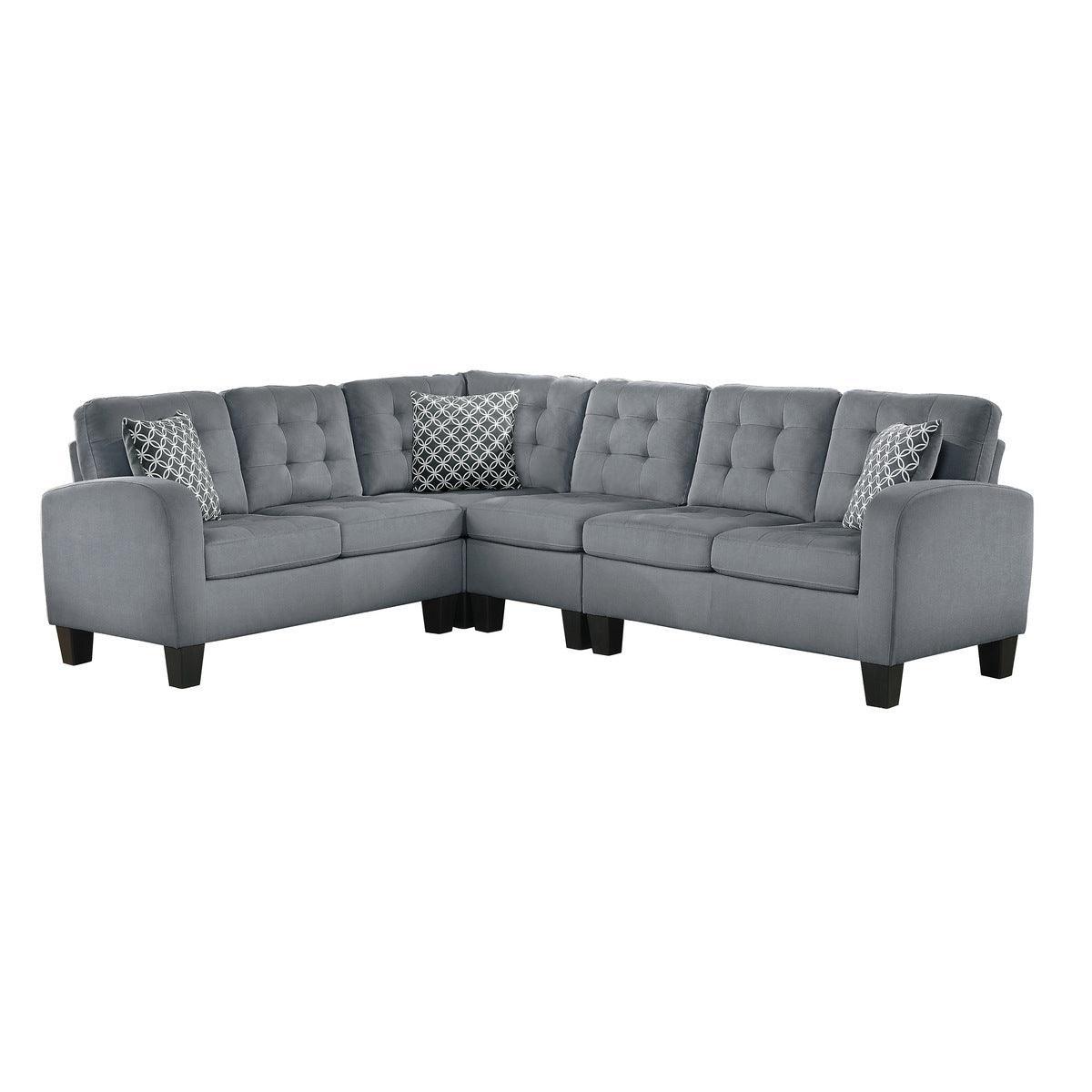 Sinclair Gray Solid Wood And Plywood Textured Fabric Upholstery 2-Piece Reversible Sectional - Ella Furniture