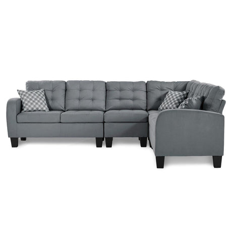 Sinclair Gray Solid Wood And Plywood Textured Fabric Upholstery 2-Piece Reversible Sectional - Ella Furniture
