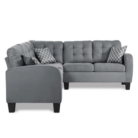 Sinclair Gray Solid Wood And Plywood Textured Fabric Upholstery 2-Piece Reversible Sectional - Ella Furniture